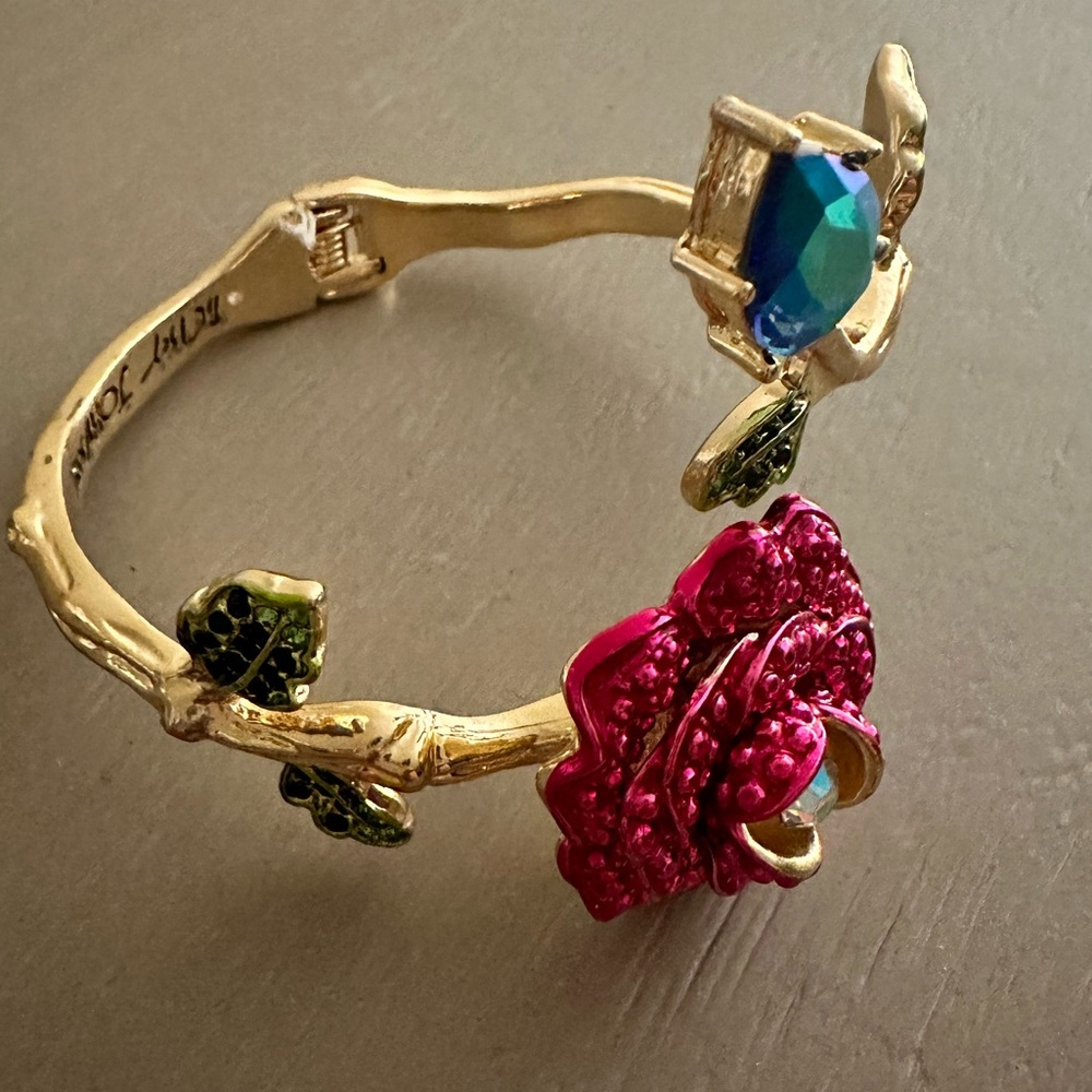 Betsey Johnson Rose Hinged Gold Bracelet